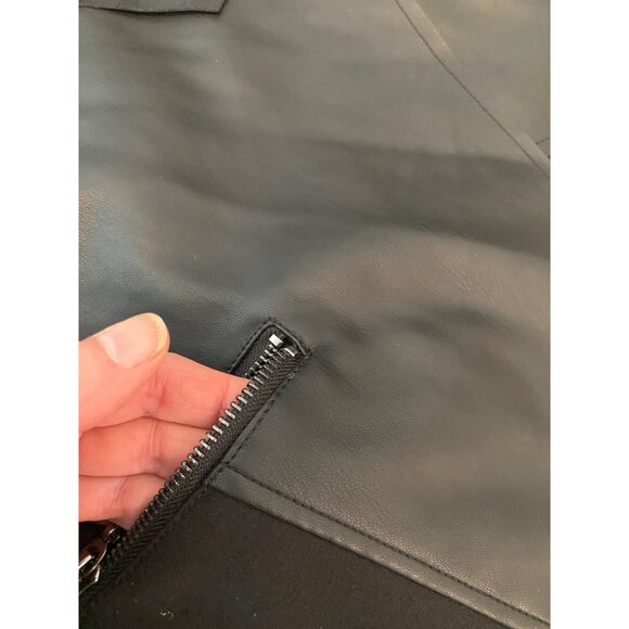 Wallis Black Faux Leather Waterfall Blazer Jacket Zipper Details Size 6 - Picture 6 of 11